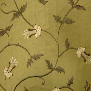 Giza Fabric in color Bamboo is a Floral Embroidered Silk Fabric that is good for Drapery & Curtain Fabric