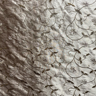 Giza Fabric | Floral Embroidered Silk Fabric | Drapery & Curtain Fabric