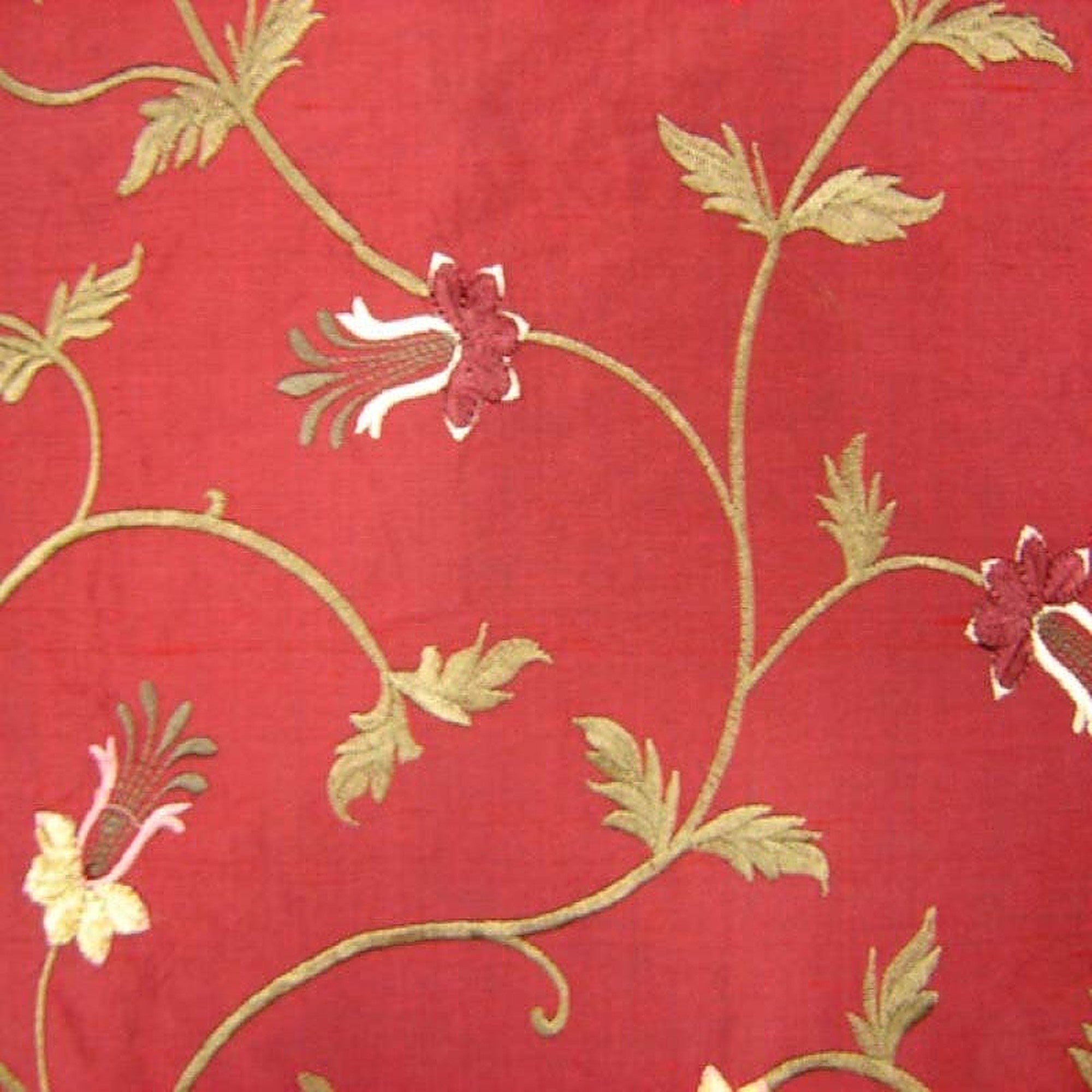 Giza Fabric in color Fire is a Floral Embroidered Silk Fabric pattern good for Drapery & Curtain Fabric