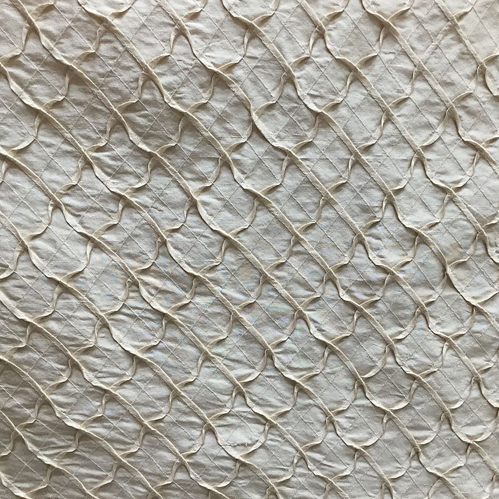 Glamour Fabric in color Oyster is a Crushed Sold Diamond Shaped Silk Fabric pattern good for Drapery & Curtain Fabric