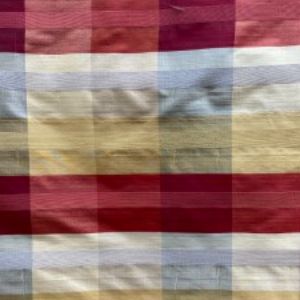 Hamilton Fabric in color Red/Gold is a Muti-Colored Stripe Silk Fabric pattern good for Drapery & Curtain Fabric