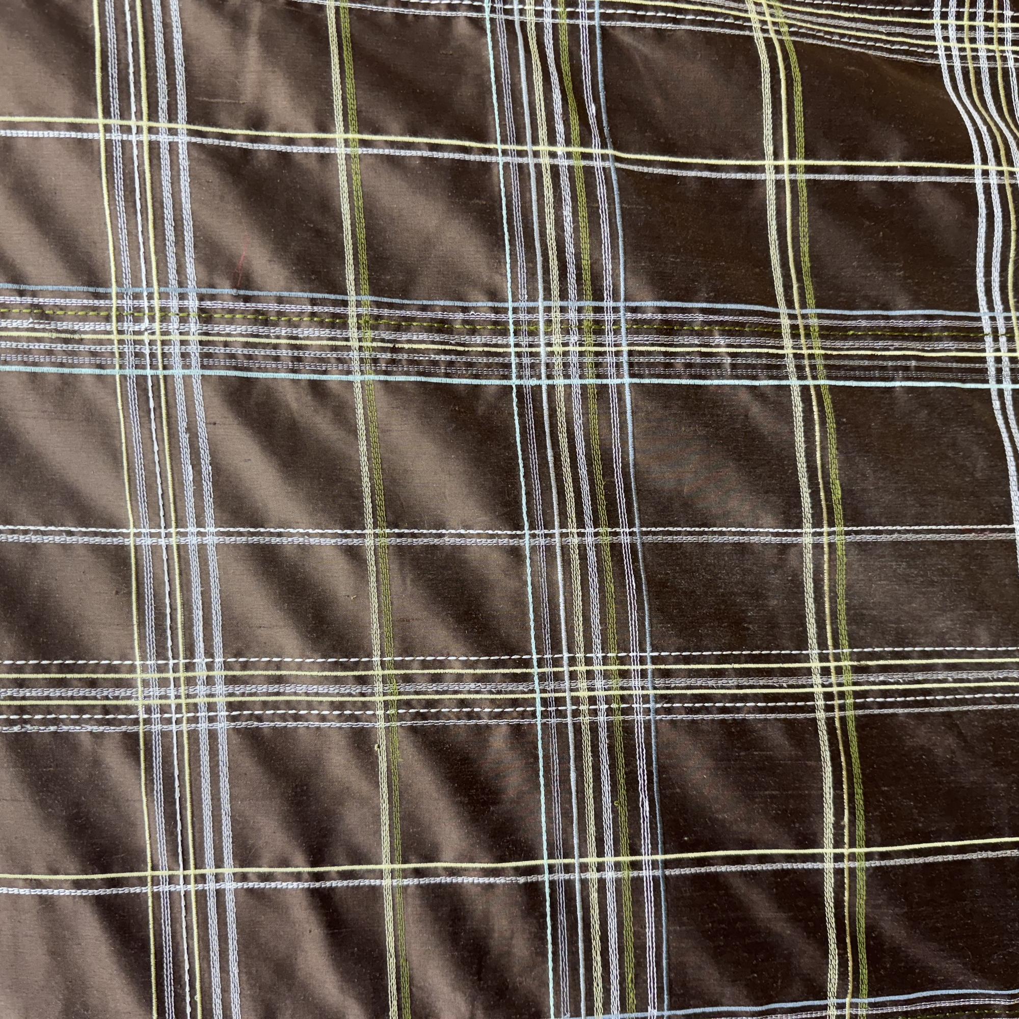 Hudson Fabric | Multi-Colored Stripe Plaid SIlk Fabric | Drapery & Curtain Fabric