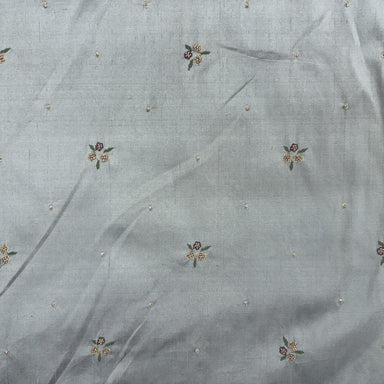 Inessa Fabric in color Bamboo is a Floral Embroidered with Jewels Silk Fabric that is good for Drapery & Curtain Fabric