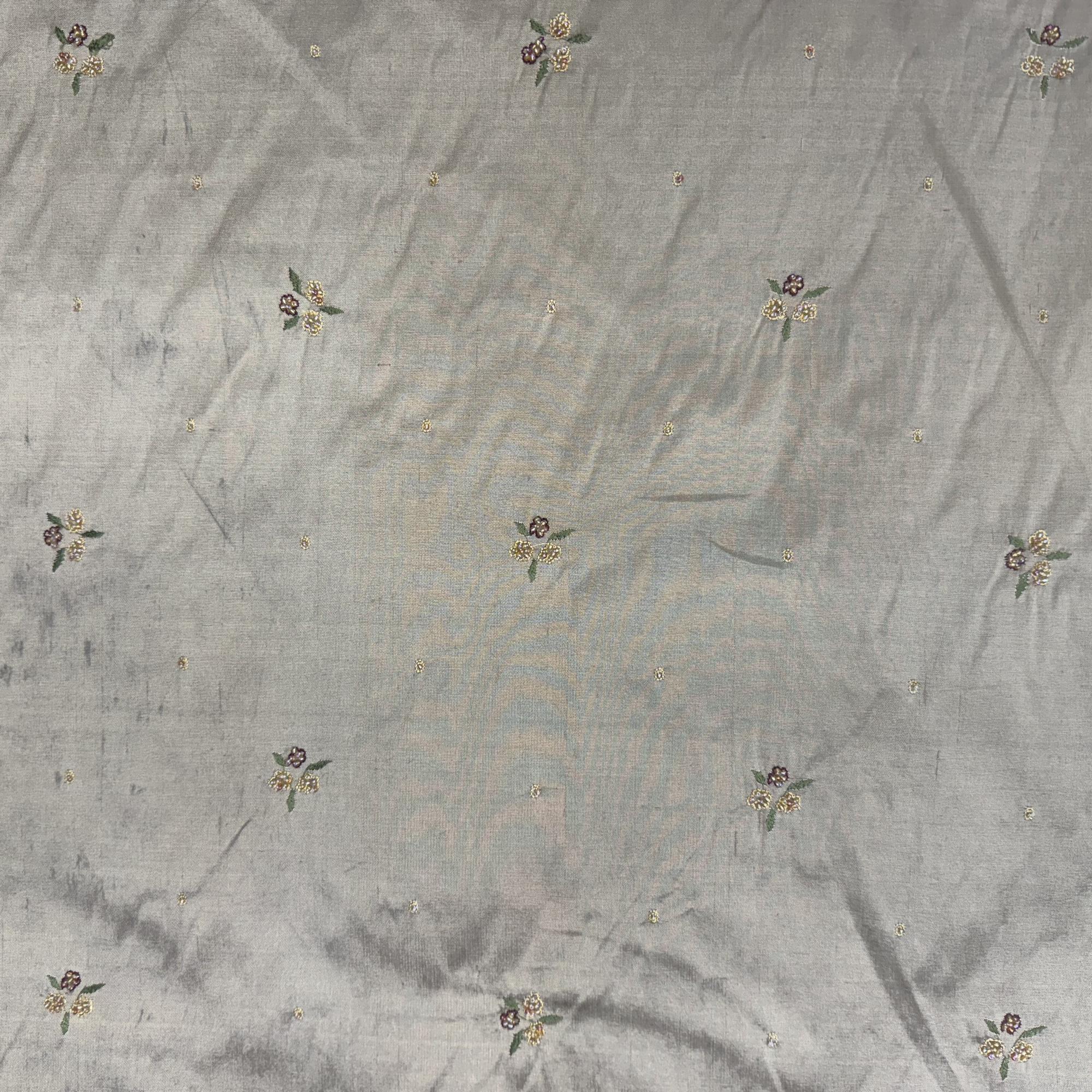 Inessa Fabric | Floral Embroidered with Jewels Silk Fabric | Drapery & Curtain Fabric