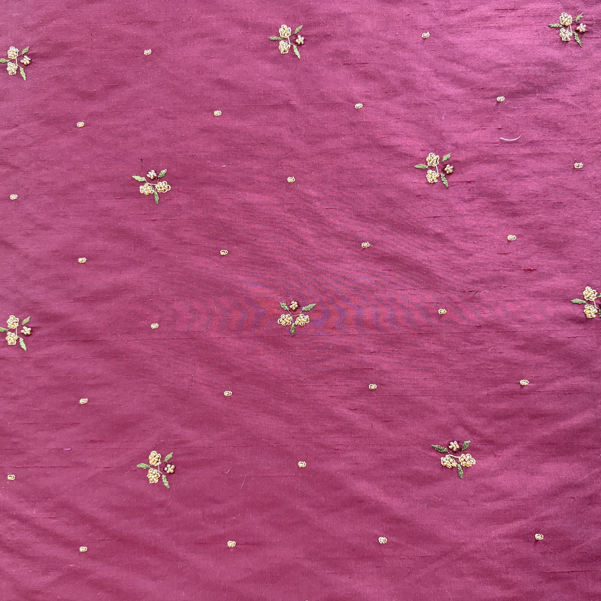 Inessa Fabric | Floral Embroidered with Jewels Silk Fabric | Drapery & Curtain Fabric