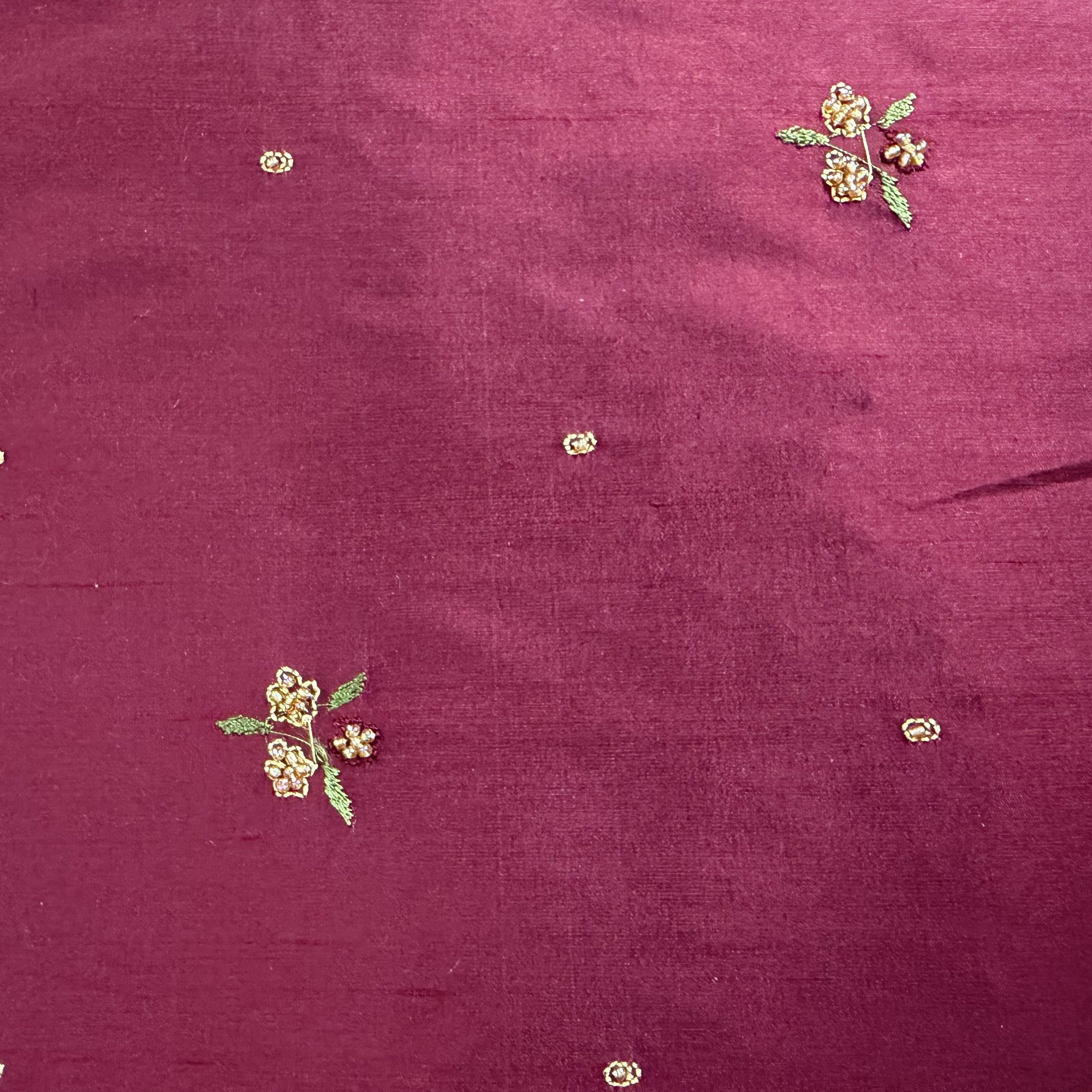 Inessa Fabric in color Fire is a Floral Embroidered with Jewels Silk Fabric that is good for Drapery & Curtain Fabric