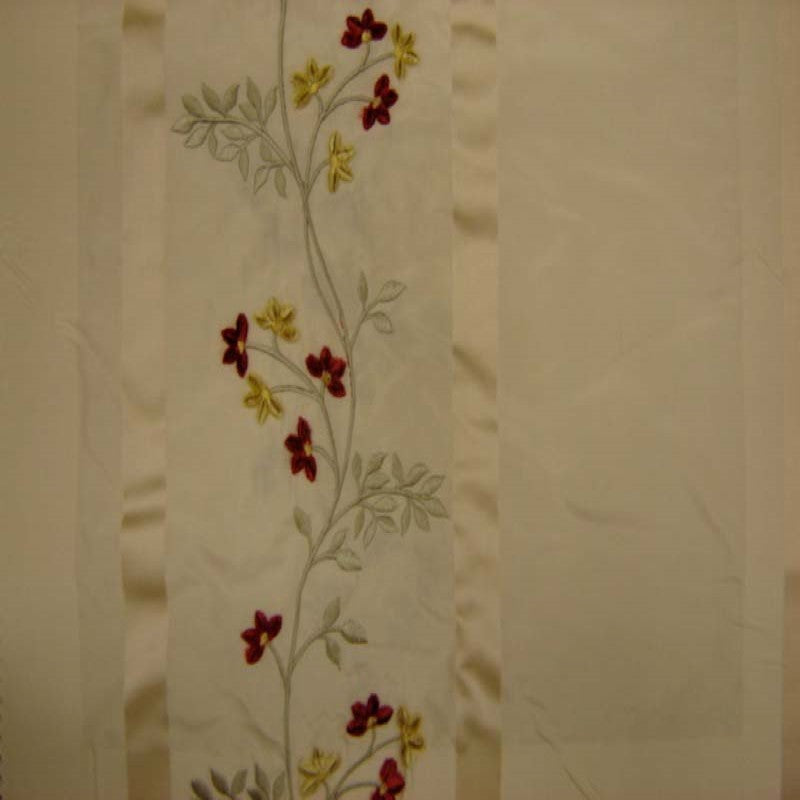 Ivy Fabric in color Pearl is a Striped Floral Embroidered Silk Fabric pattern good for Drapery & Curtain Fabric