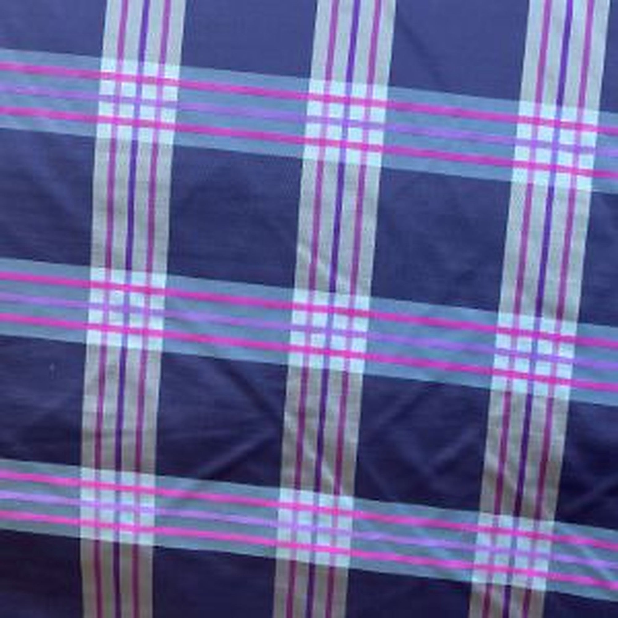 Julian Fabric in color Ink is a Small Square Multi-Colored Stripe Silk Fabric pattern good for Drapery & Curtain Fabric