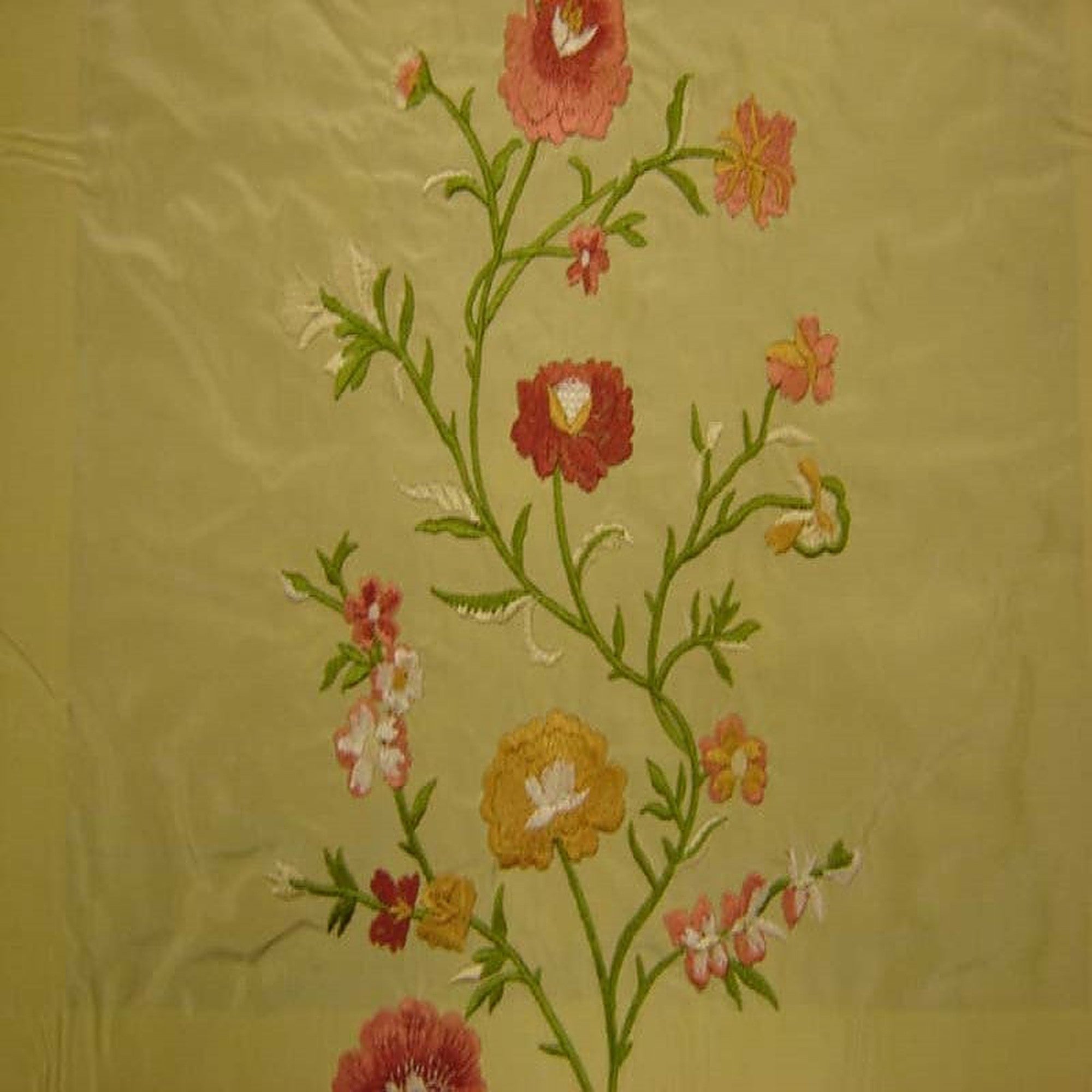 Juliet Fabric in color Biscuit is a Floral Embroidered Silk Fabric pattern good for Drapery & Curtain Fabric