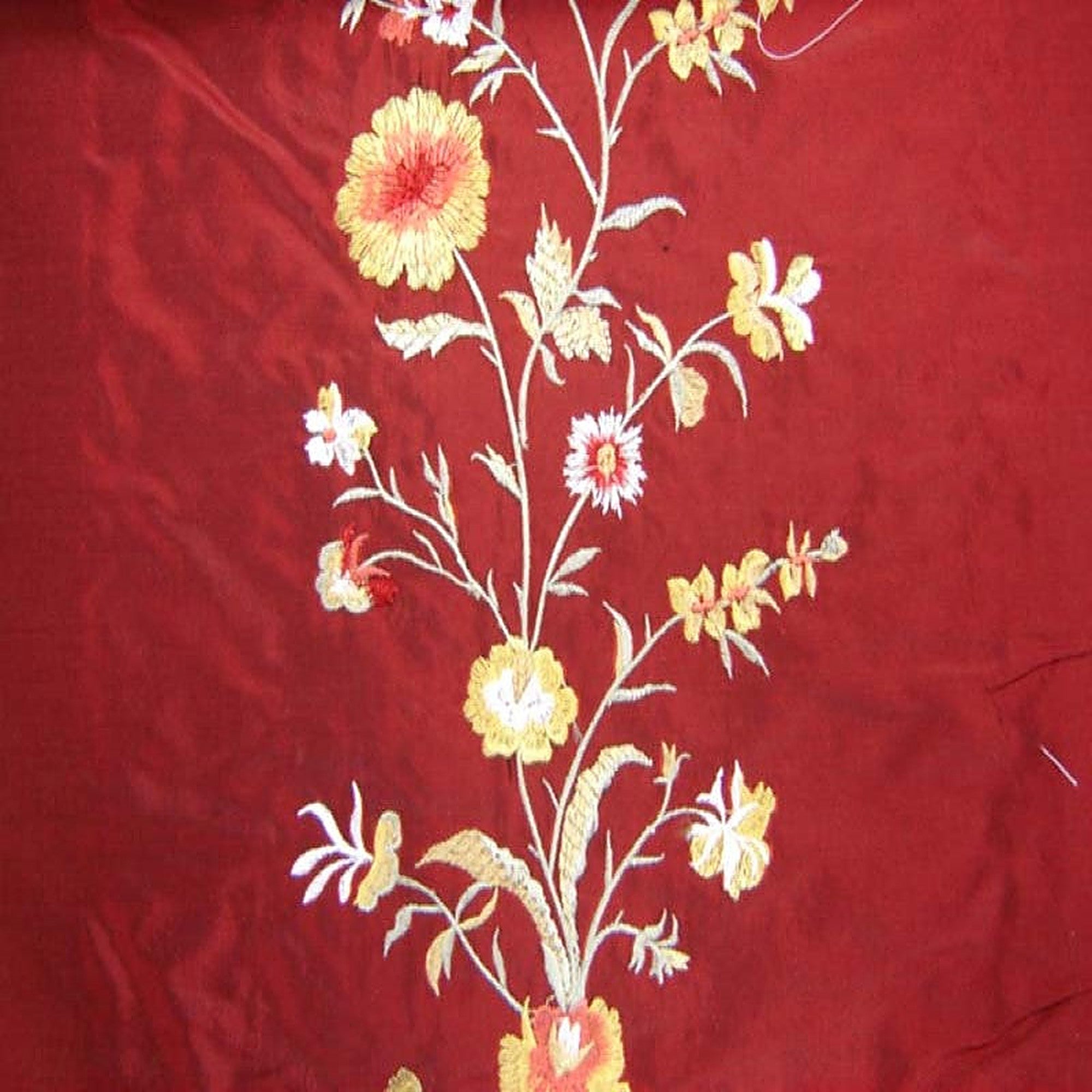 Juliet Fabric in color Wine is a Floral Embroidered Silk Fabric pattern good for Drapery & Curtain Fabric