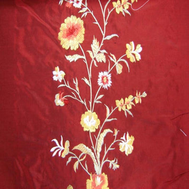 Juliet Fabric in color Wine is a Floral Embroidered Silk Fabric pattern good for Drapery & Curtain Fabric