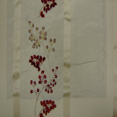 Juniper Fabric in color Ivory is a Stripe Floral Embroidered Silk Fabric pattern good for Drapery & Curtain Fabric
