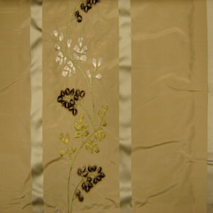 Juniper Fabric in color Taupe is a Stripe Floral Embroidered Silk Fabric pattern good for Drapery & Curtain Fabric