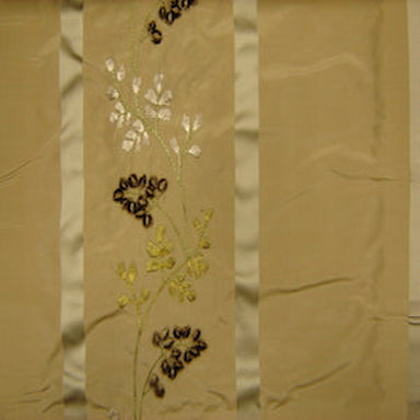 Juniper Fabric in color Taupe is a Stripe Floral Embroidered Silk Fabric pattern good for Drapery & Curtain Fabric