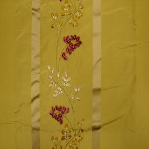 Juniper Fabric in color Wheat is a Stripe Floral Embroidered Silk Fabric pattern good for Drapery & Curtain Fabric