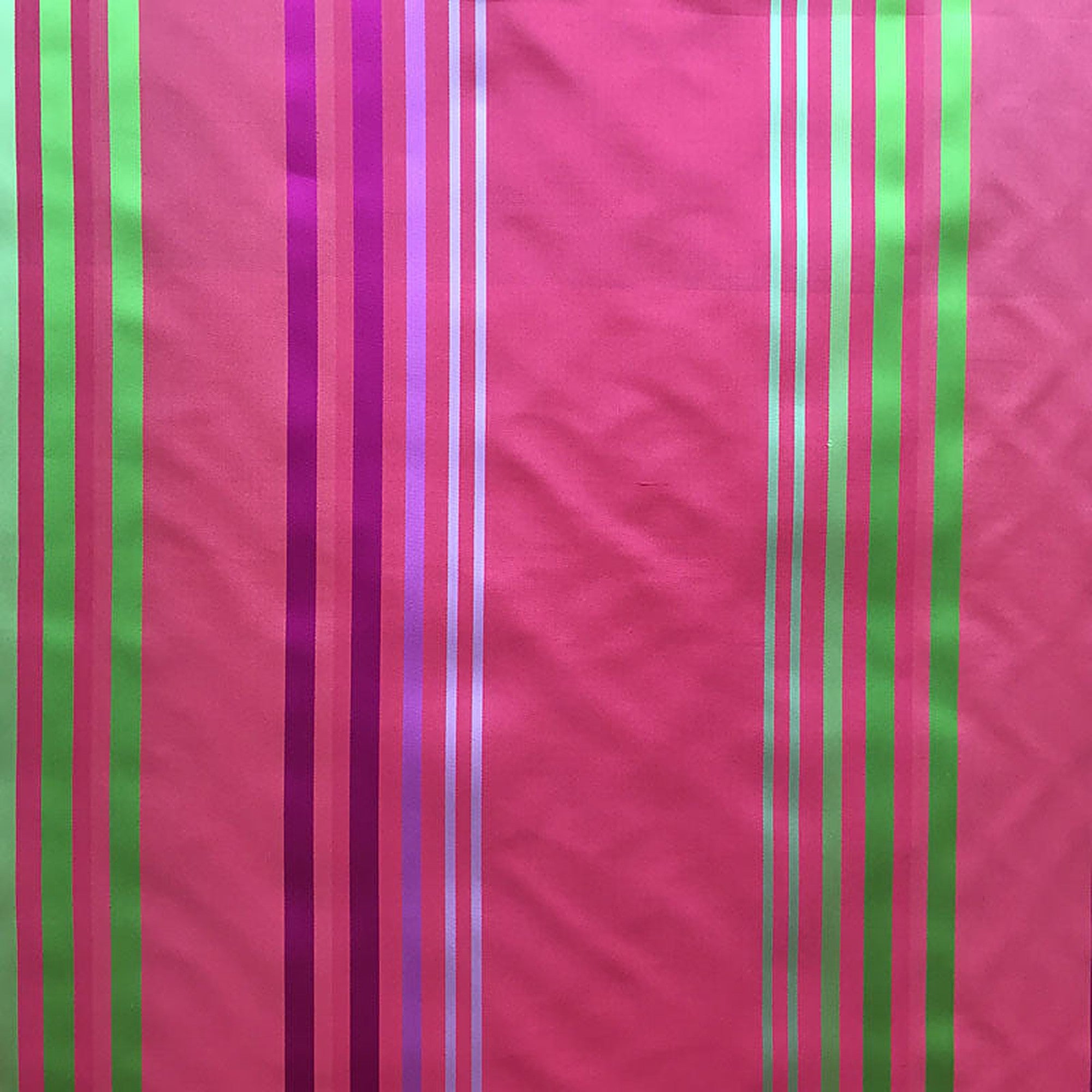 Justin Fabric in color Poppy is a Shiny Multi-Colored Stripe Silk Fabric pattern good for Drapery & Curtain Fabric