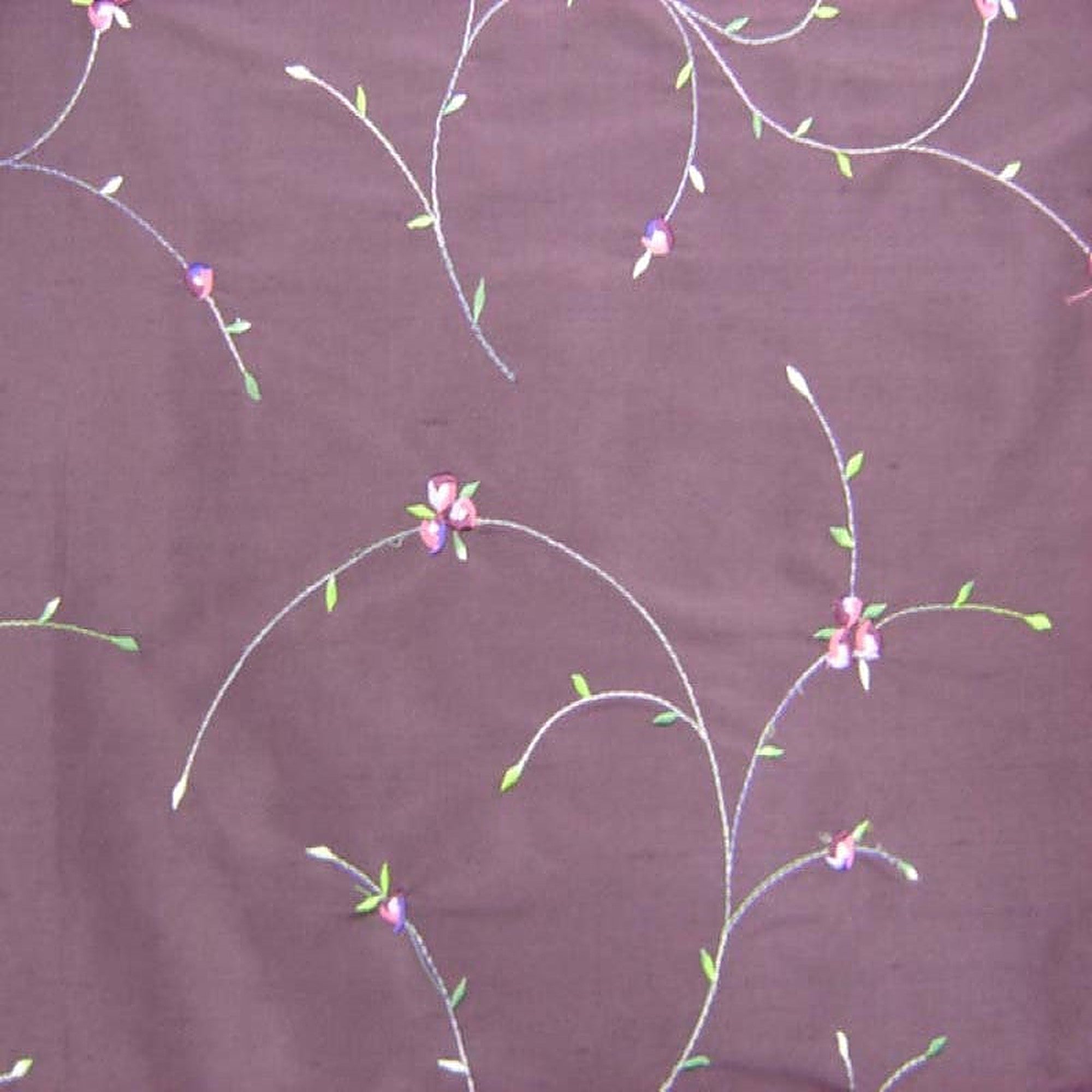 Kala Fabric in color Aubergine is a Floral Embroidered Silk Fabric pattern good for Drapery & Curtain Fabric