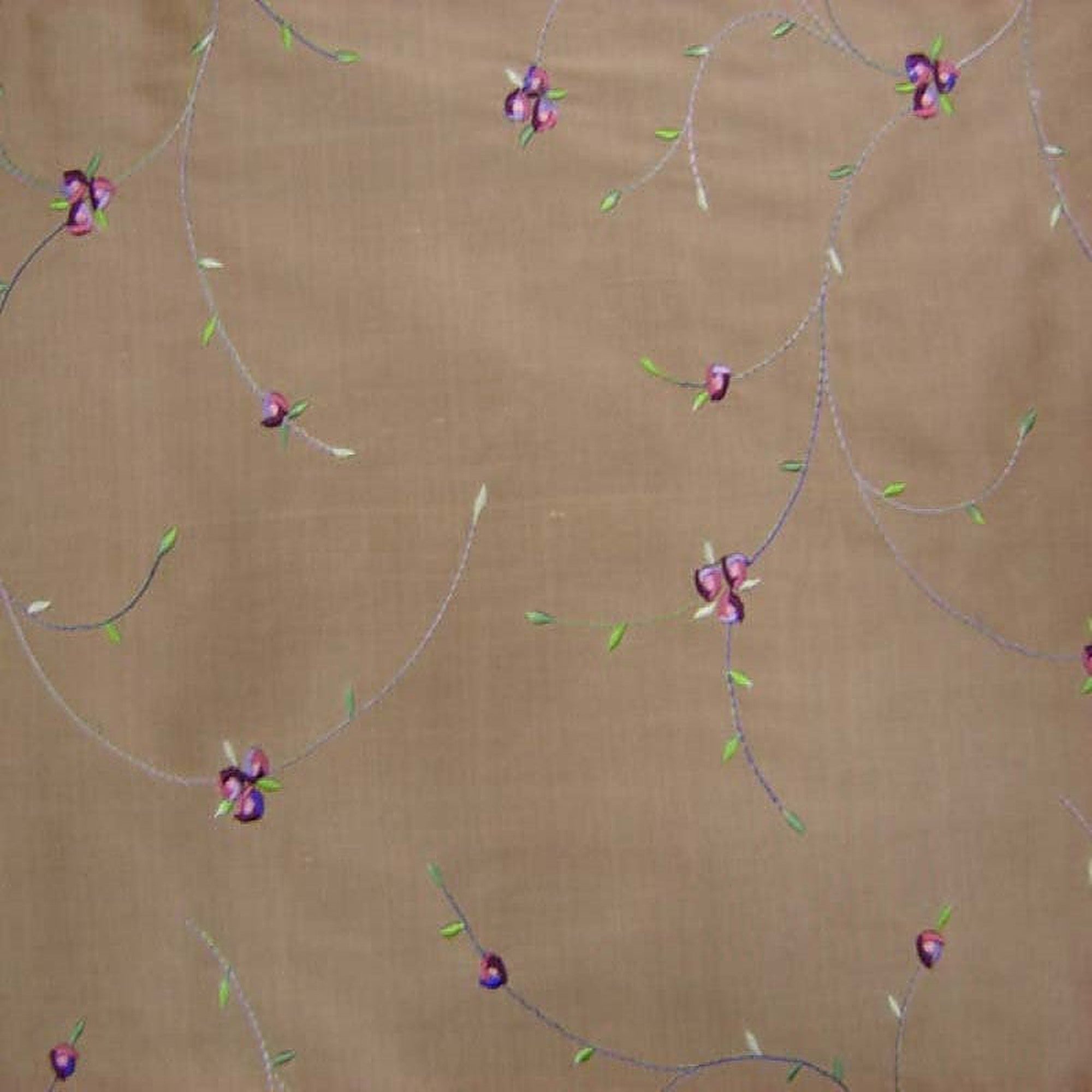 Kala Fabric in color Champagne is a Floral Embroidered Silk Fabric pattern good for Drapery & Curtain Fabric