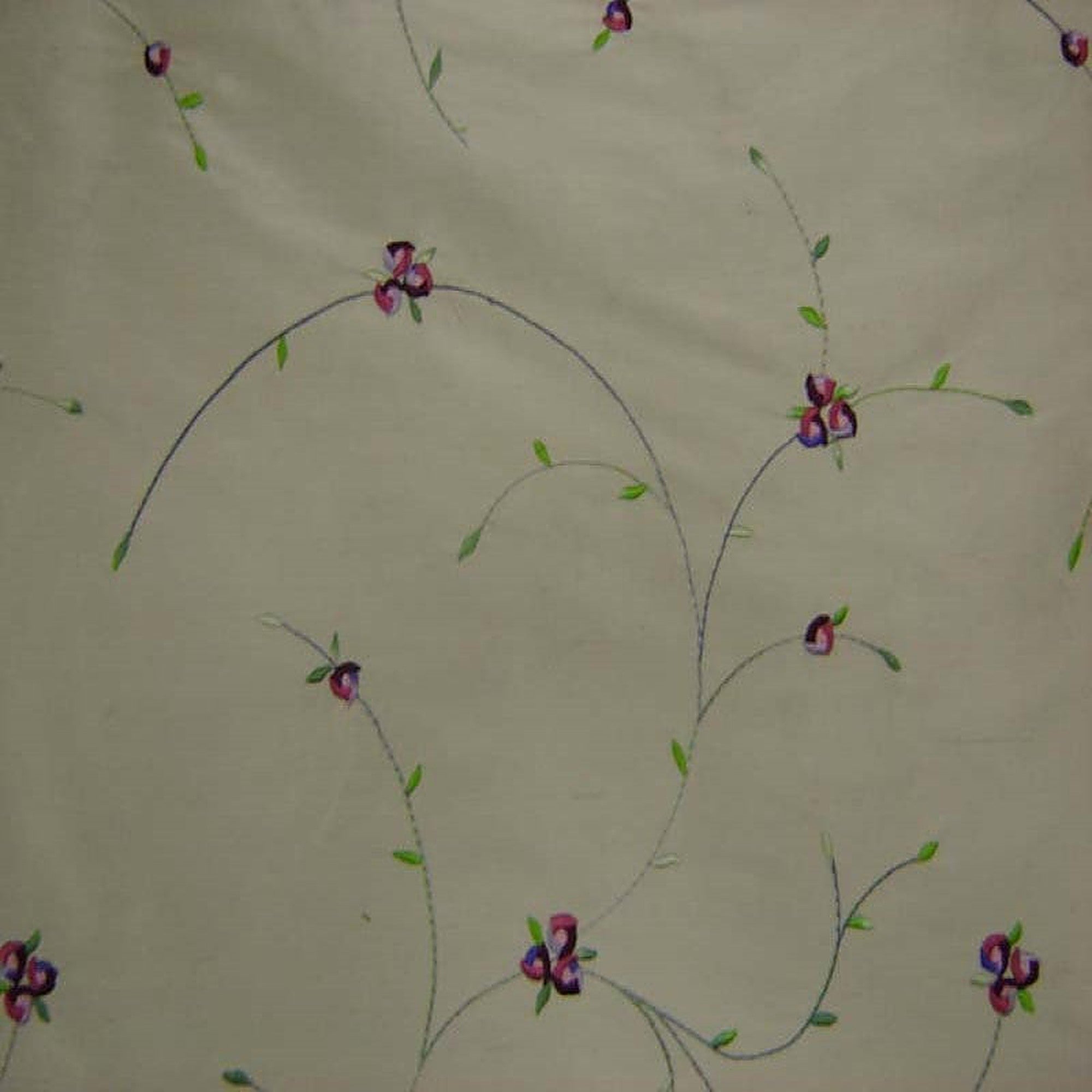 Kala Fabric in color Oyster is a Floral Embroidered Silk Fabric pattern good for Drapery & Curtain Fabric