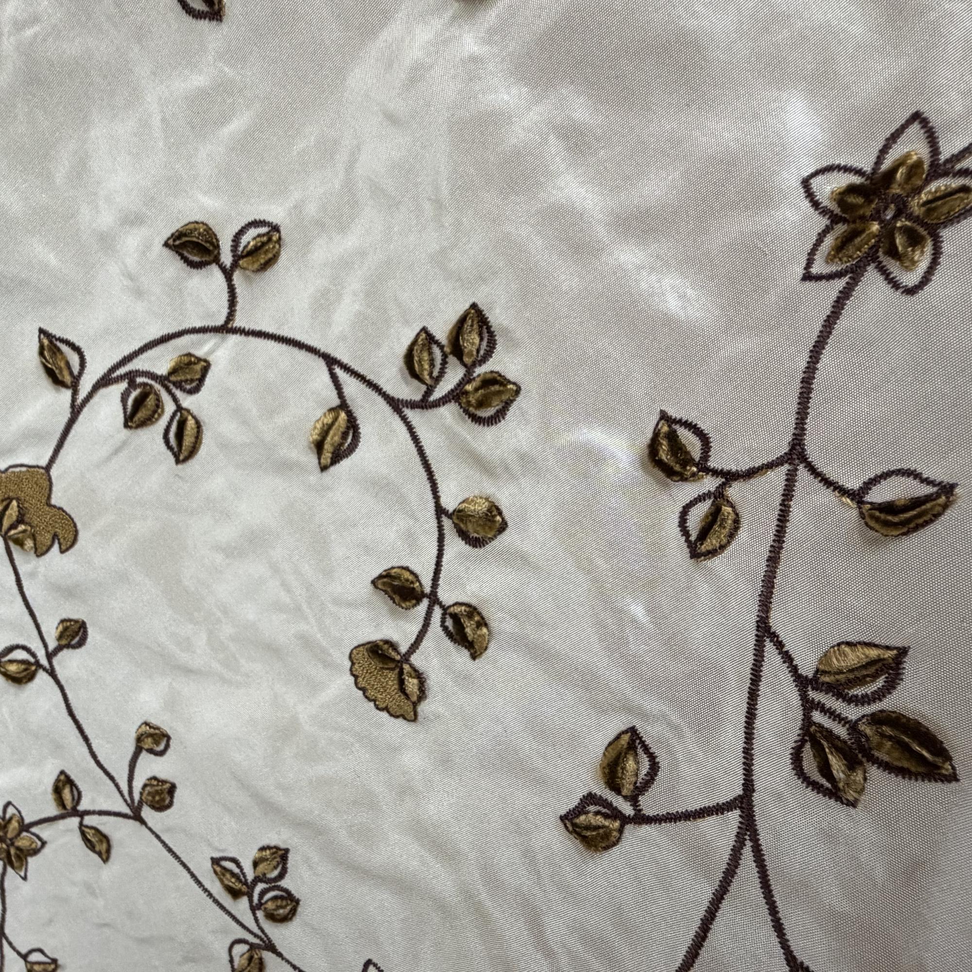 Kalei Fabric in color Antique is a Floral Swirl Velvet Embroidered Silk Fabric that is good for Drapery & Curtain Fabric