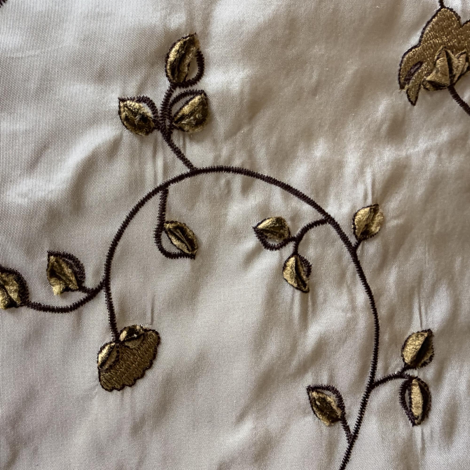 Kalei Fabric in color Antique is a Floral Swirl Velvet Embroidered Silk Fabric that is good for Drapery & Curtain Fabric