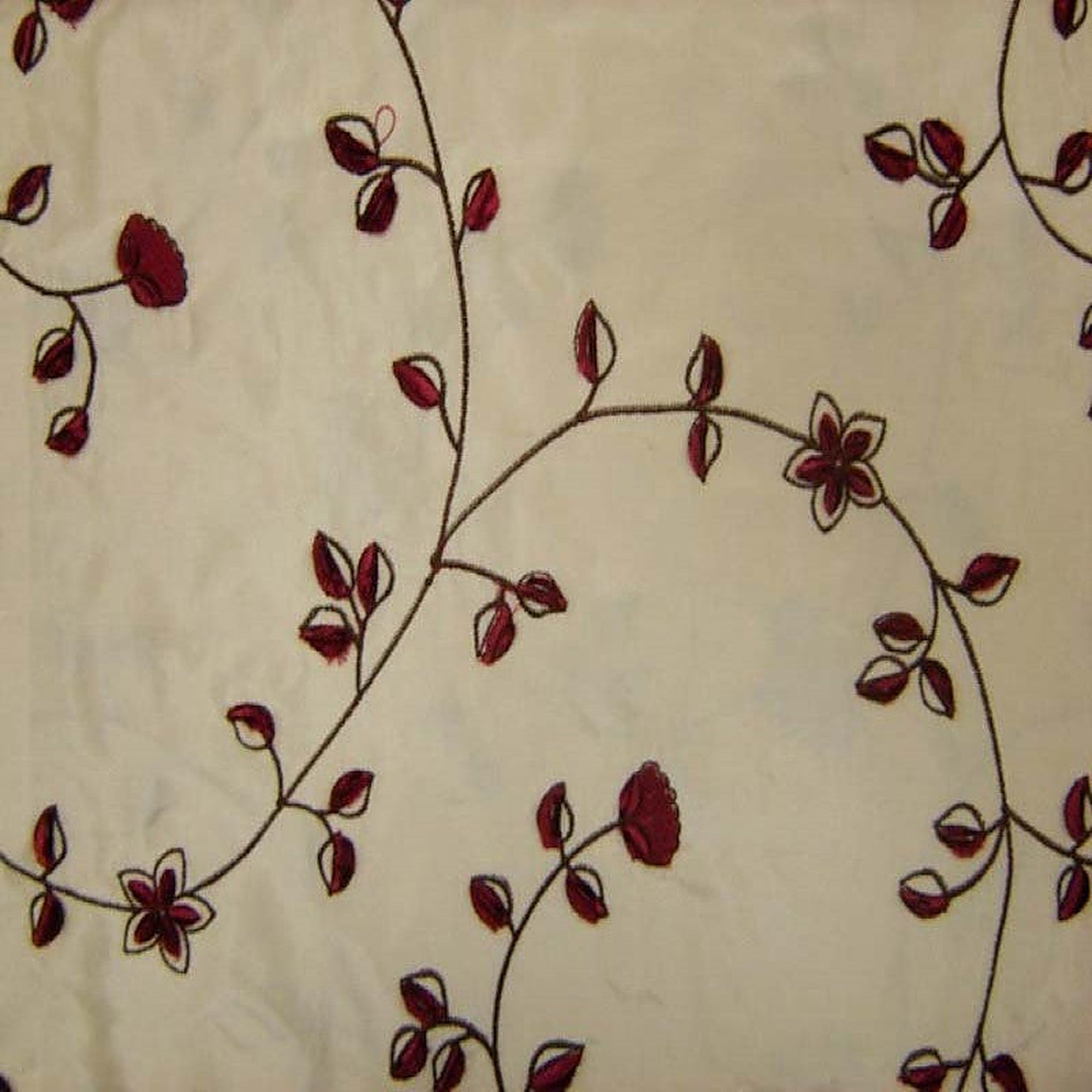Kalei Fabric in color Merlot is a Floral Swirl Velvet Embroidered Silk Fabric pattern good for Drapery & Curtain Fabric