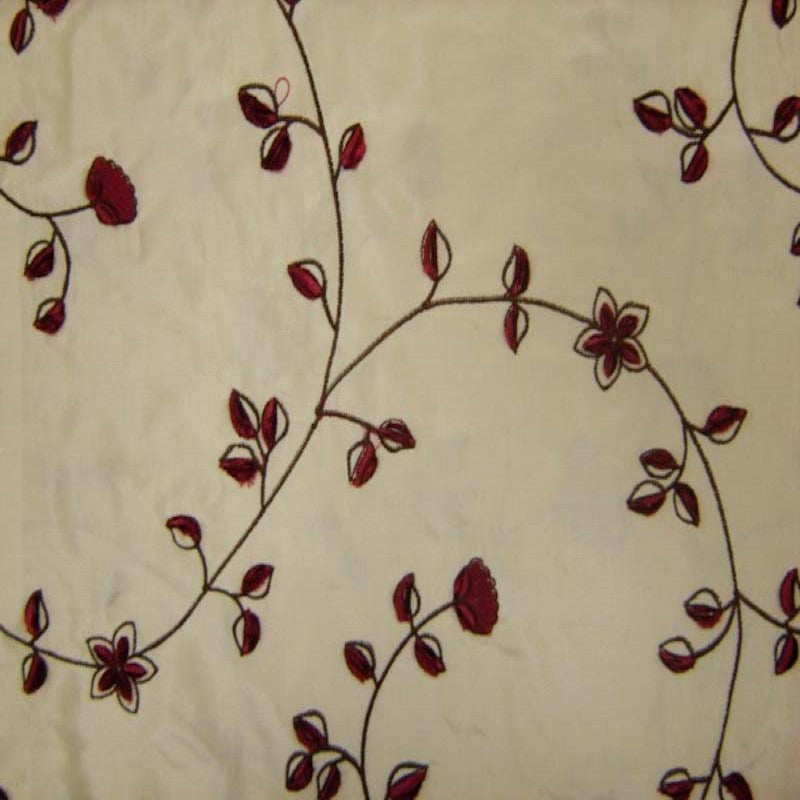 Kalei Fabric | Floral Swirl Velvet Embroidered Silk Fabric | Drapery & Curtain Fabric