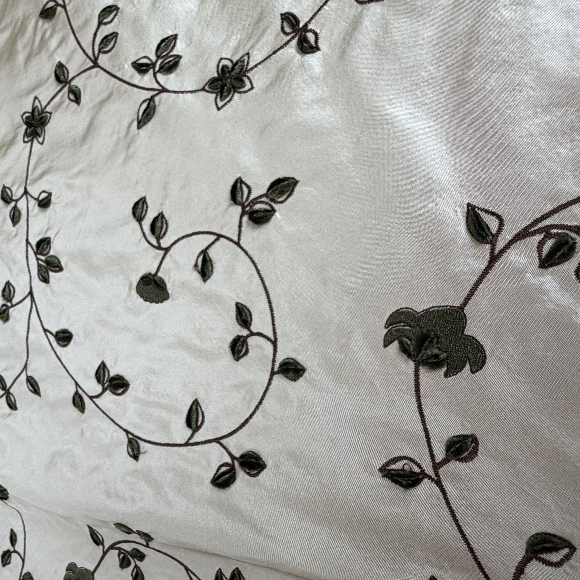 Kalei Fabric in color Putty is a Floral Swirl Velvet Embroidered Silk Fabric that is good for Drapery & Curtain Fabric