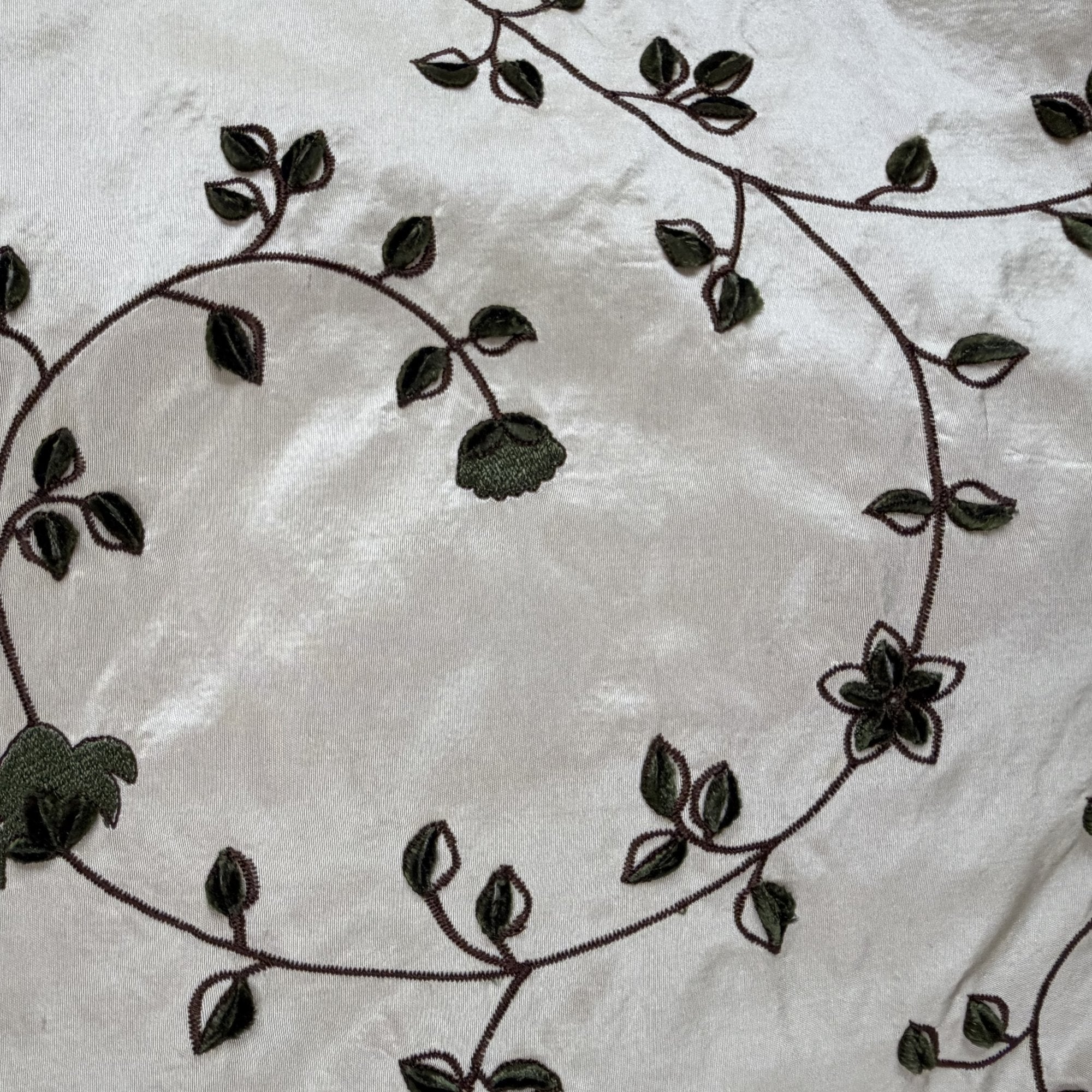 Kalei Fabric in color Putty is a Floral Swirl Velvet Embroidered Silk Fabric that is good for Drapery & Curtain Fabric