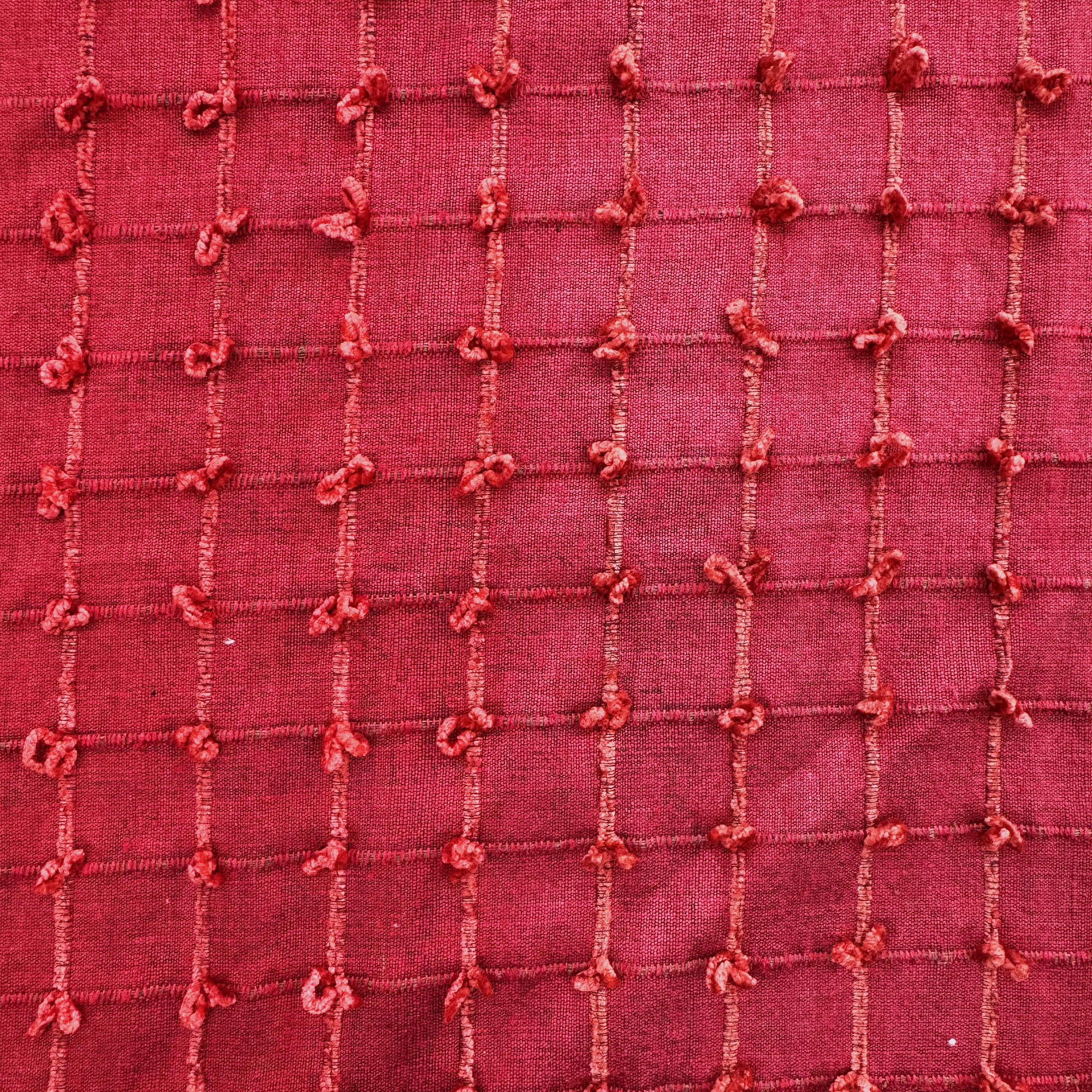 Kerala Fabric | Small Square Tufted Knots Silk Fabric | Drapery & Curtain Fabric