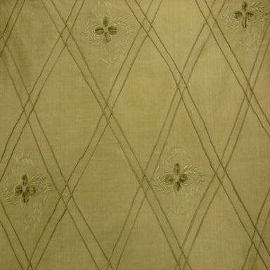 Lucile Fabric in color Bamboo is a Diamond Floral Embroidered Silk Fabric pattern good for Drapery & Curtain Fabric-Tagged