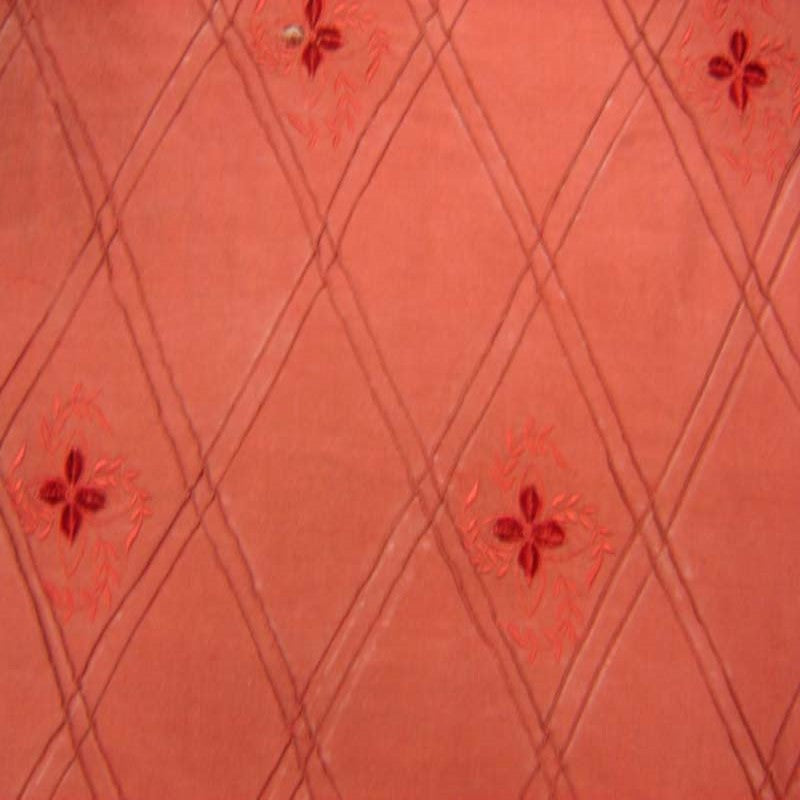 Lucile Fabric in color Fire is a Diamond Floral Embroidered Silk Fabric pattern good for Drapery & Curtain Fabric-Tagged
