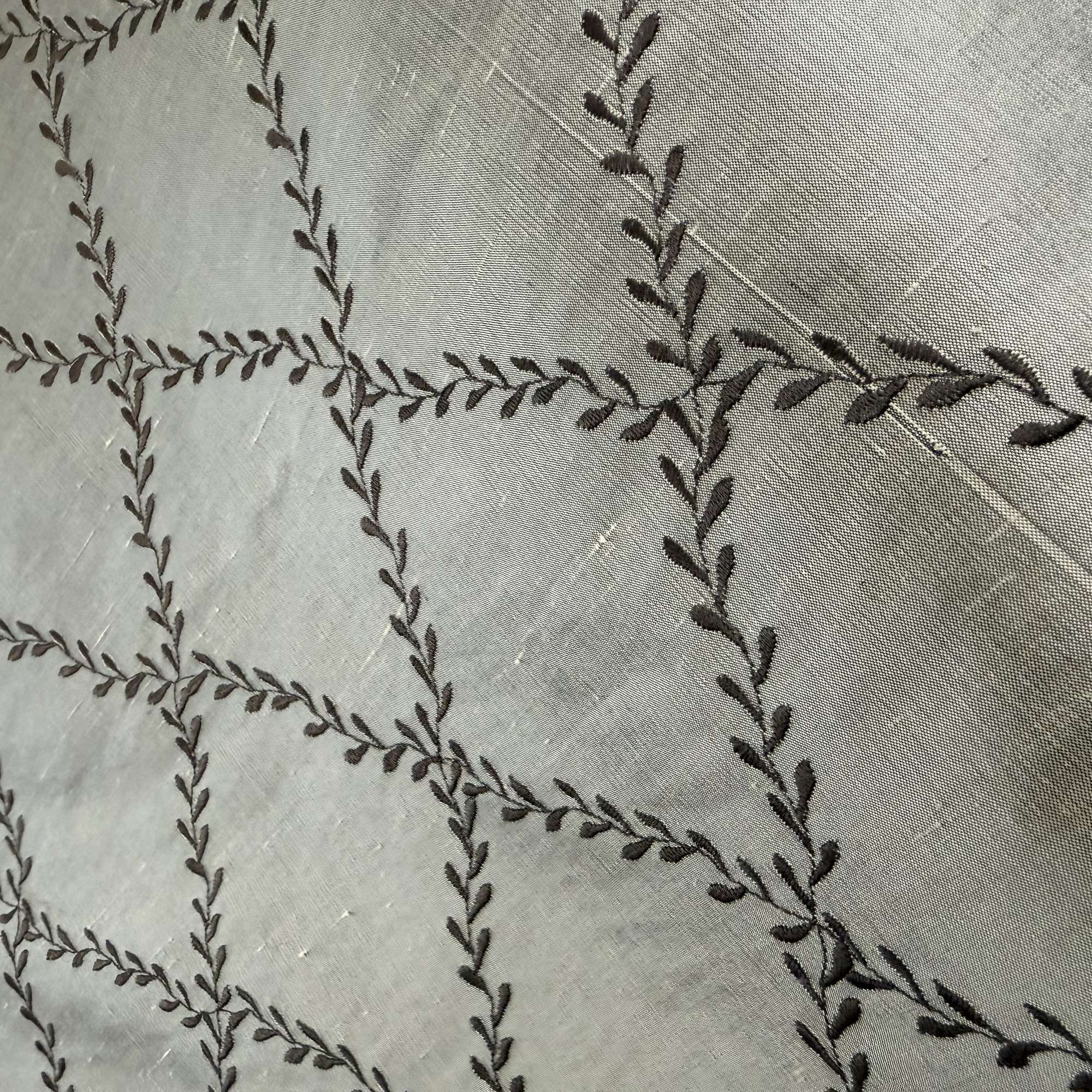 Marilyn Fabric in color Mushroom is a Diamond Embroidered Floral Silk Fabric that is good for Drapery & Curtain Fabric