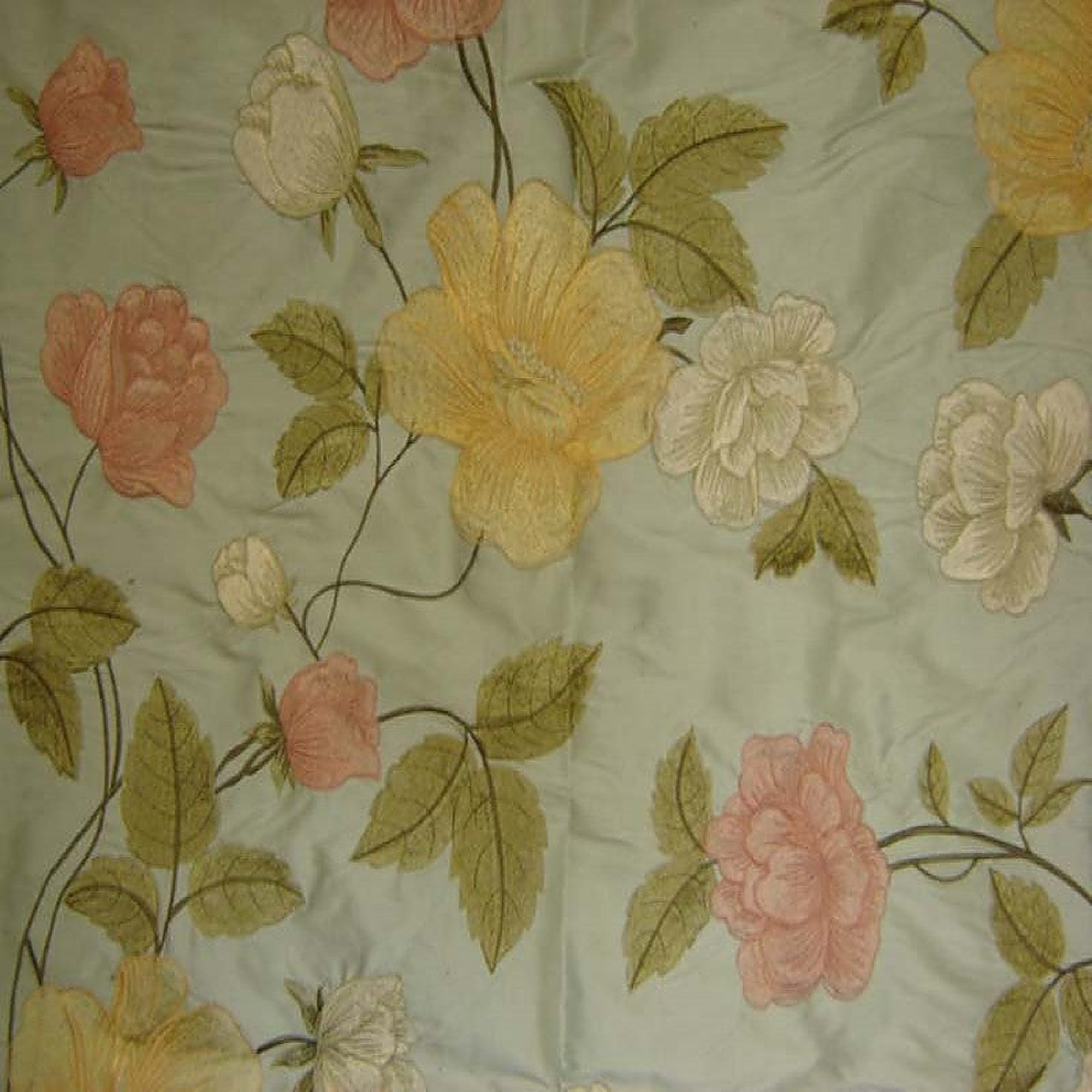Miranda Fabric in color Bluebell is a Floral Embroidered Silk Fabric pattern good for Drapery & Curtain Fabric