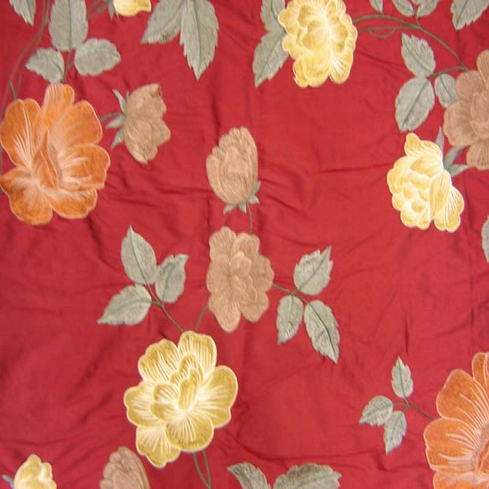Miranda Fabric in color Treasure is a Floral Embroidered Silk Fabric pattern good for Drapery & Curtain Fabric