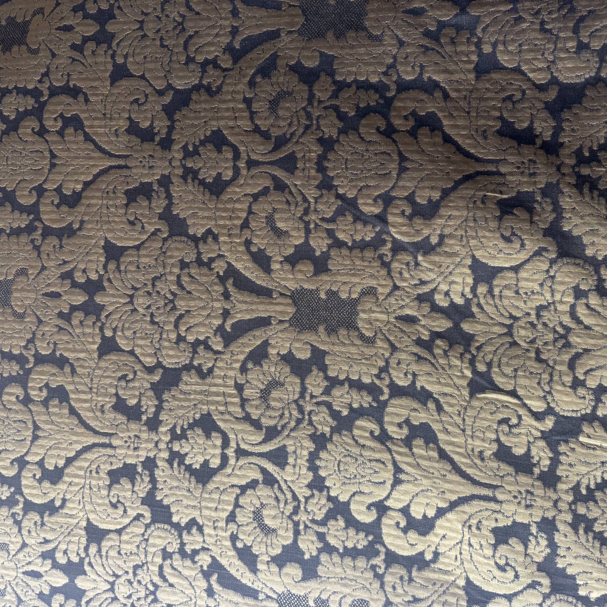 Mondavi Fabric in color Onyx is a Traditional Two-Toned Damask Silk Fabric pattern good for Drapery & Curtain Fabric