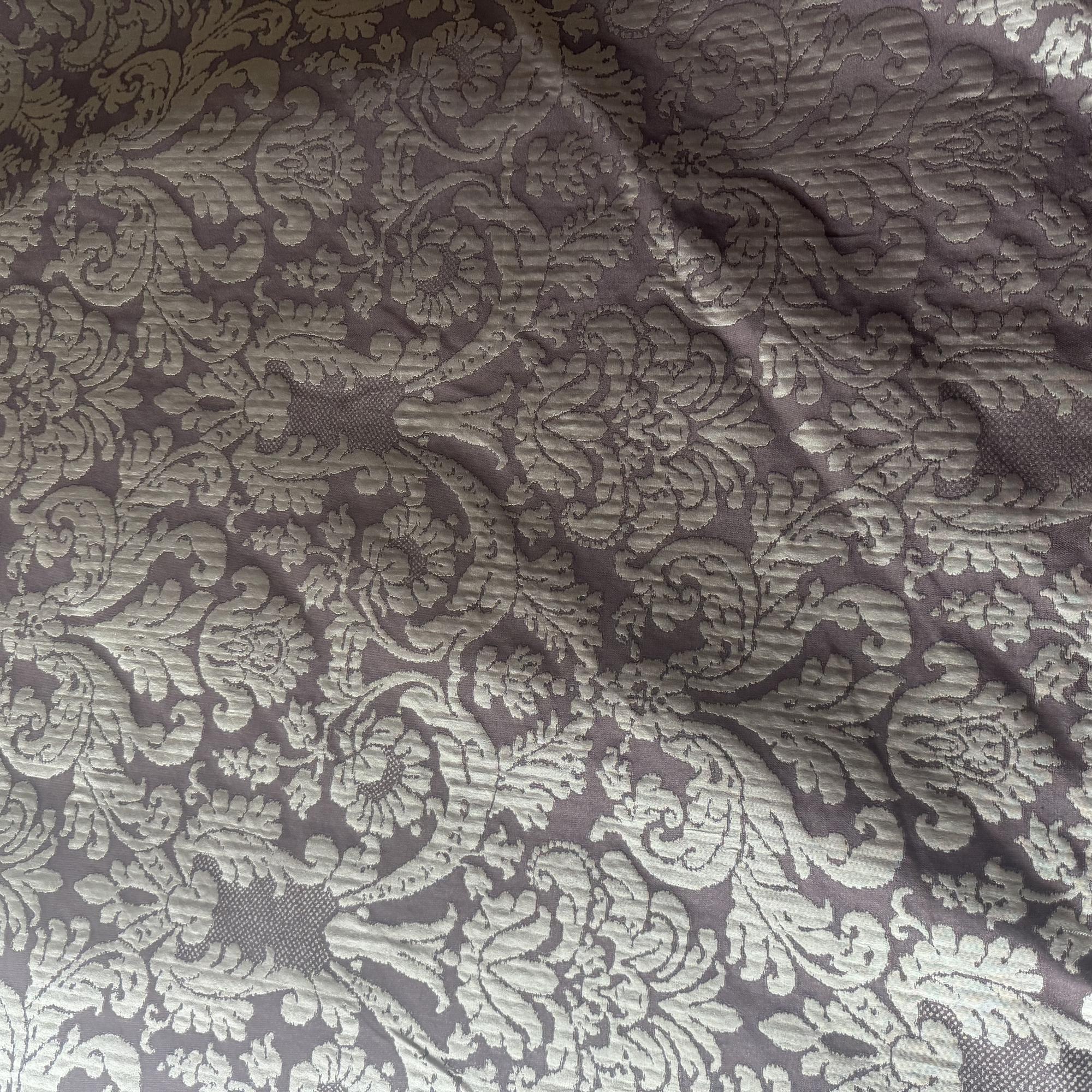 Mondavi Fabric in color Truffle is a Traditional Two-Toned Damask Silk Fabric pattern good for Drapery & Curtain Fabric