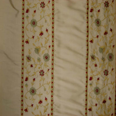 Mulberry Fabric in color Taupe is a Striped Floral Embroidered Silk Fabric pattern good for Drapery & Curtain Fabric