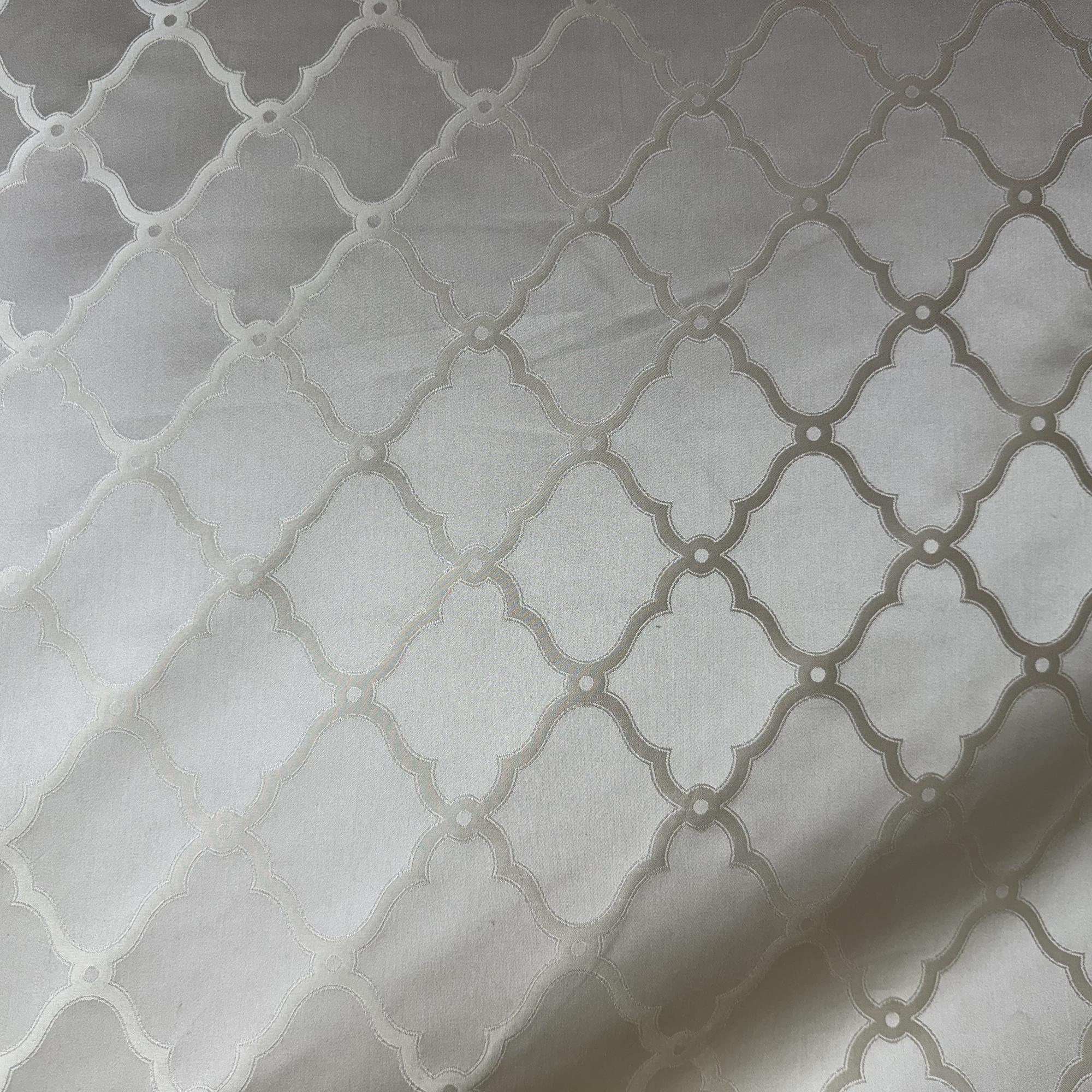 Orfeo Fabric in color Ivory is a Modern Medallion Geometric Silk Fabric pattern good for Drapery & Curtain Fabric