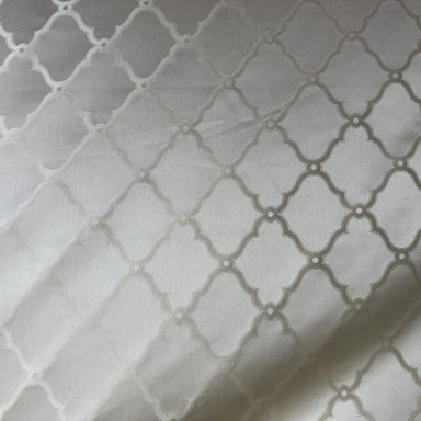 Orfeo Fabric in color Ivory is a Modern Medallion Geometric Silk Fabric pattern good for Drapery & Curtain Fabric