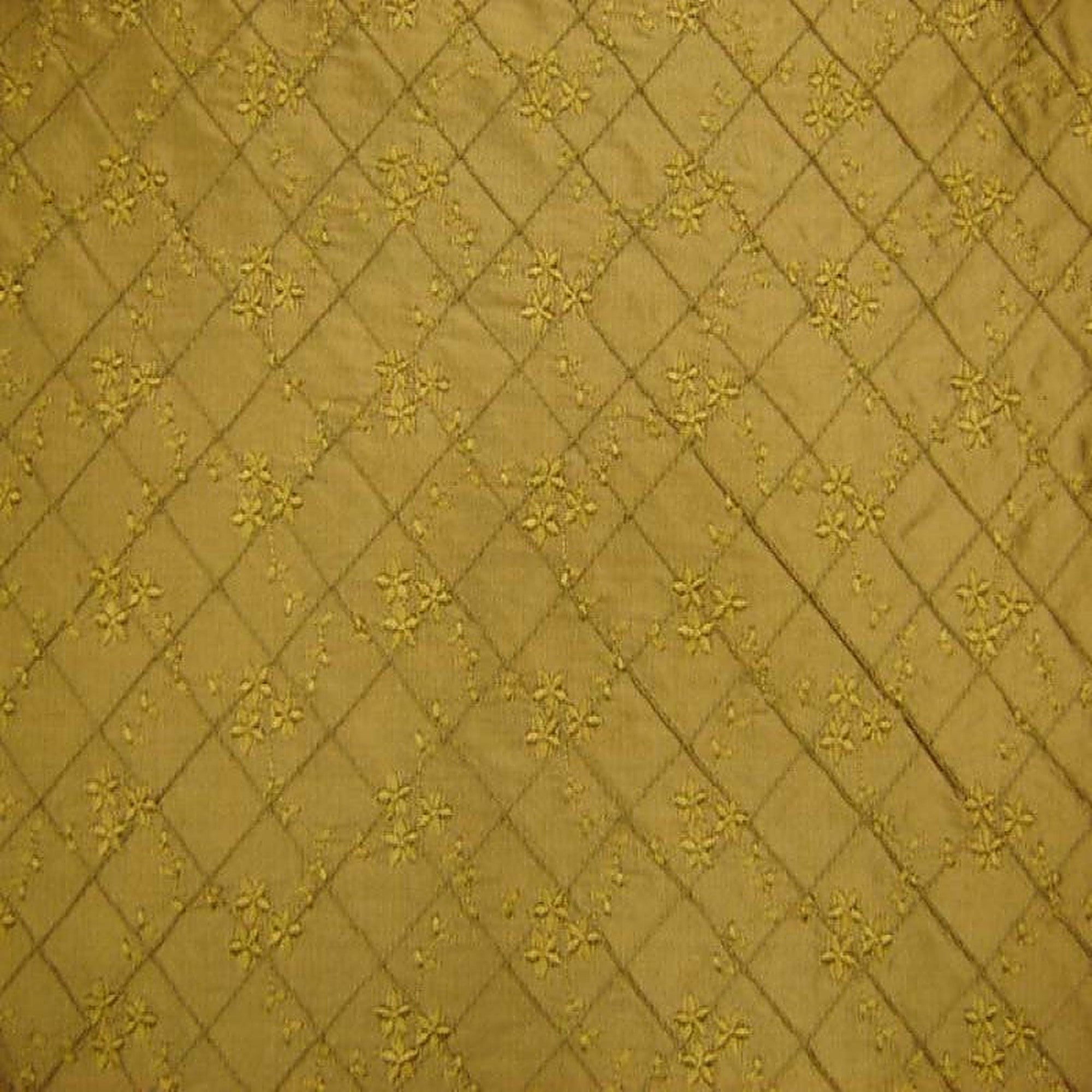 Orissa Fabric in color Bronze is a Small Diamond Floral Embroidered Silk Fabric pattern good for Drapery & Curtain Fabric
