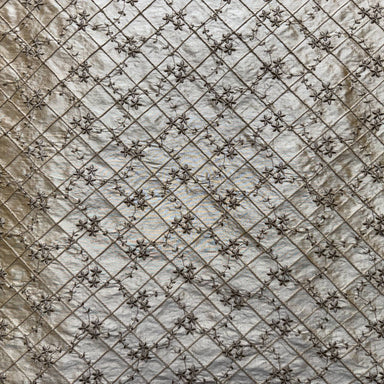 Orissa Fabric | Small Diamond Floral Embroidered Silk Fabric | Drapery & Curtain Fabric