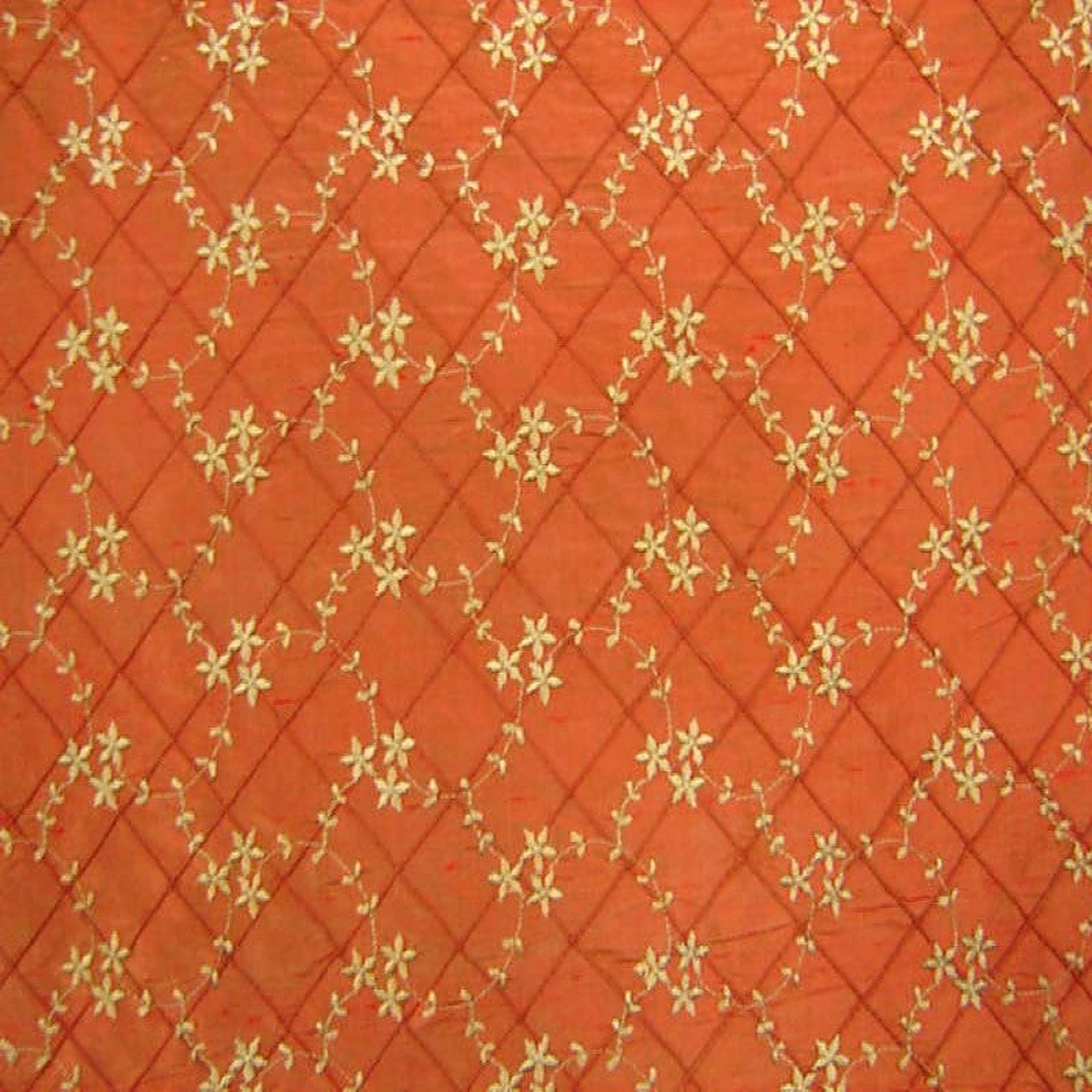 Orissa Fabric in color Tile is a Small Diamond Floral Embroidered Silk Fabric pattern good for Drapery & Curtain Fabric