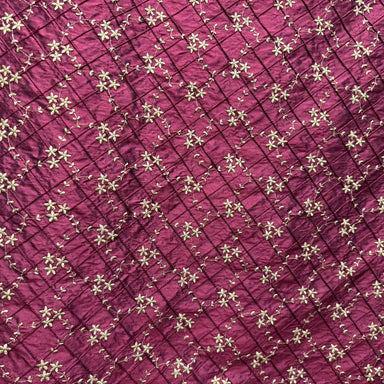 Orissa Fabric | Small Diamond Floral Embroidered Silk Fabric | Drapery & Curtain Fabric