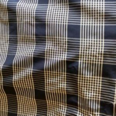 Orsen Fabric in color Black/Gold is a Striped Square Geometric Silk Fabric pattern good for Drapery & Curtain Fabric