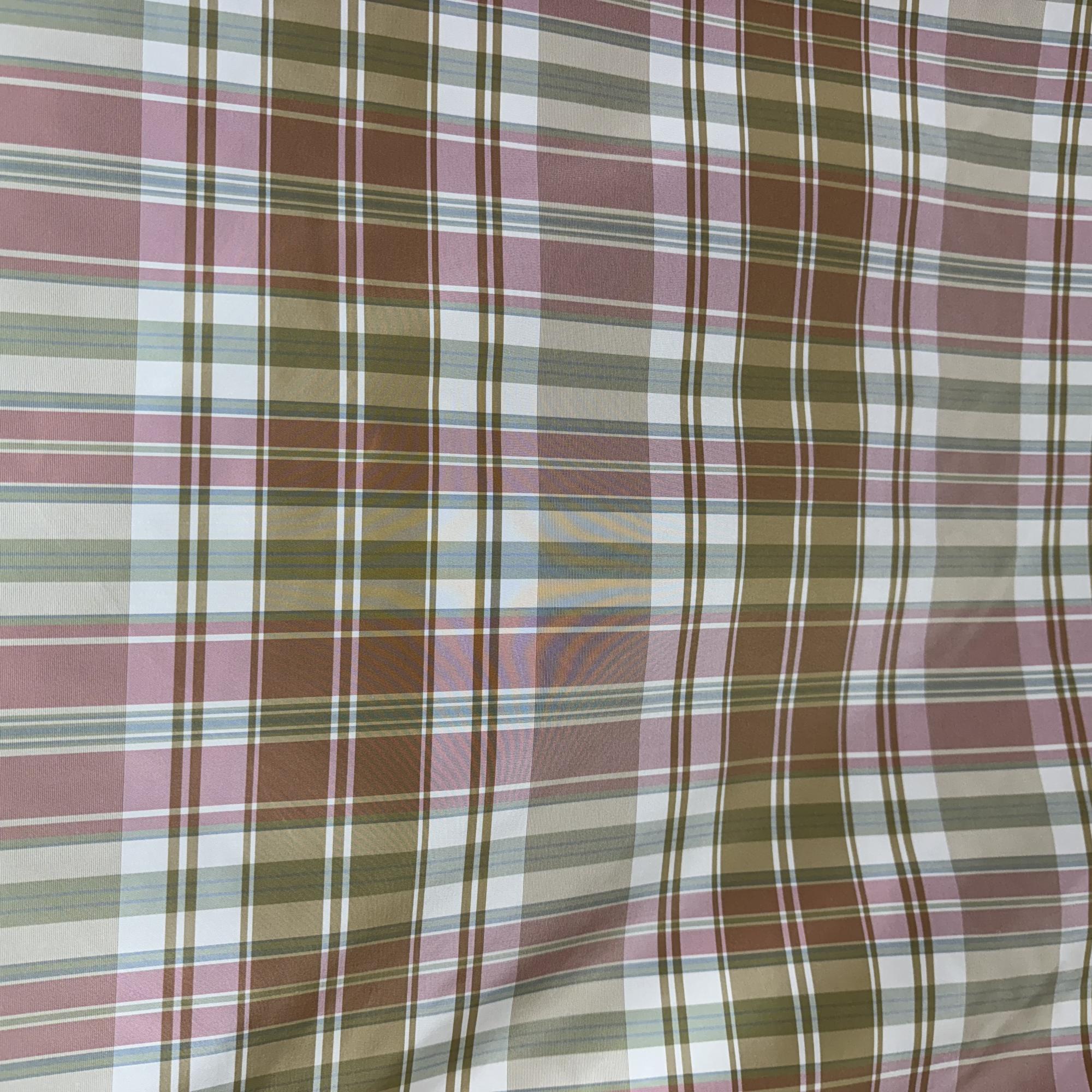Owen Fabric in color Green/Rose is a Striped Square Geometric Silk Fabric pattern good for Drapery & Curtain Fabric