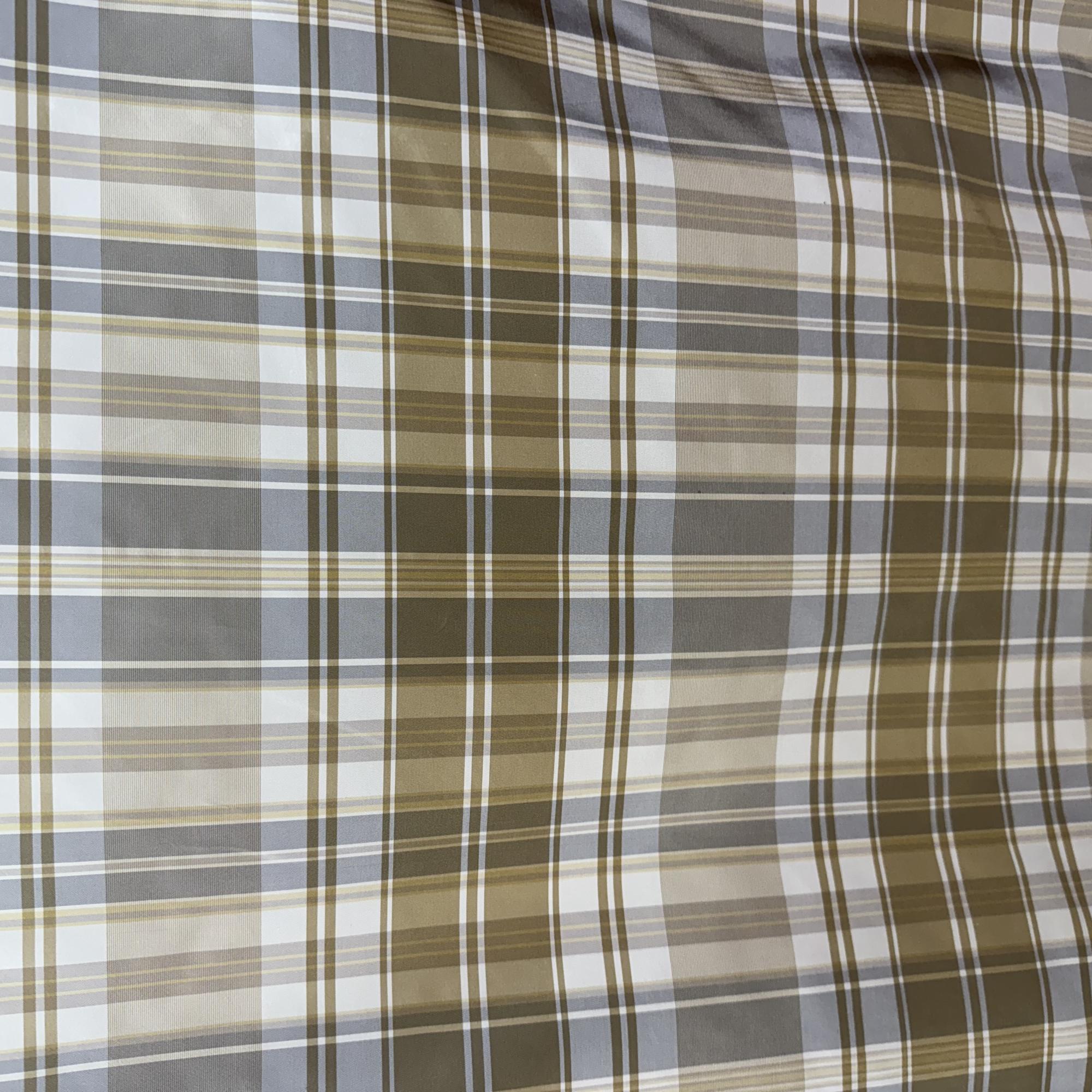 Owen Fabric in color Gray/Taupe is a Striped Square Geometric Silk Fabric pattern good for Drapery & Curtain Fabric