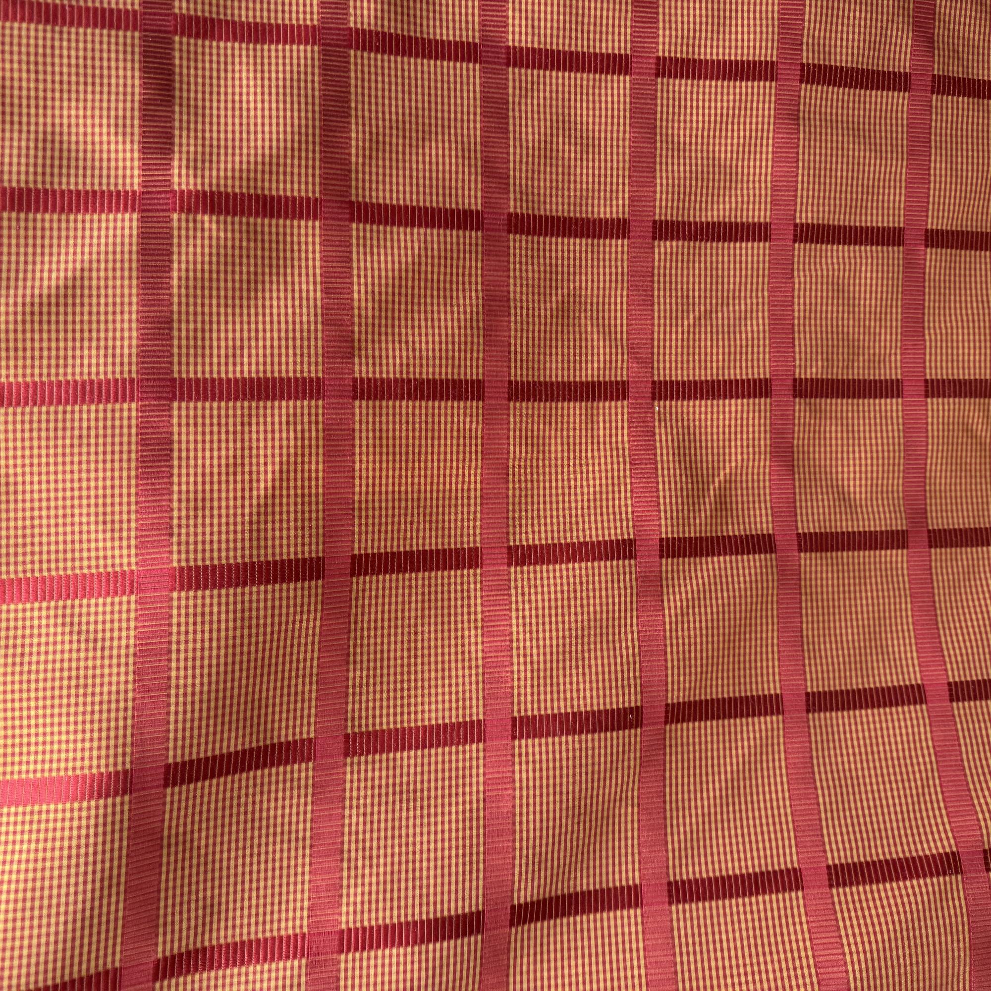 Panache Fabric in color Red Brick is a Striped Square Geometric Silk Fabric pattern good for Drapery & Curtain Fabric