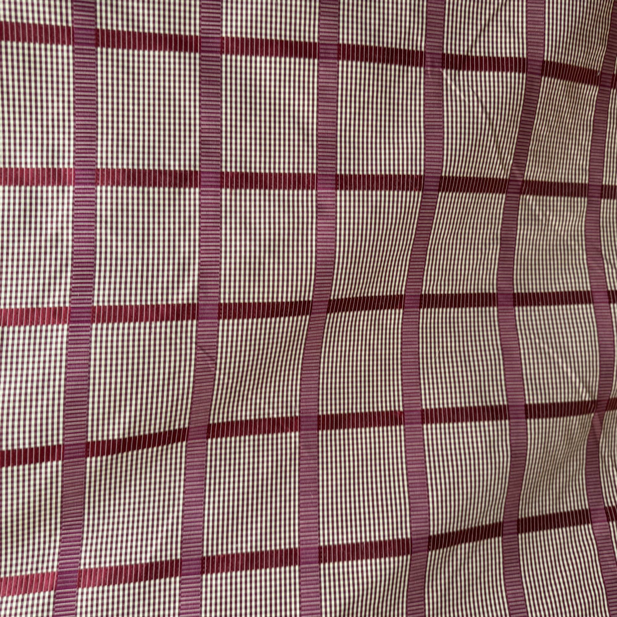 Panache Fabric in color Scarlet is a Striped Square Geometric Silk Fabric pattern good for Drapery & Curtain Fabric