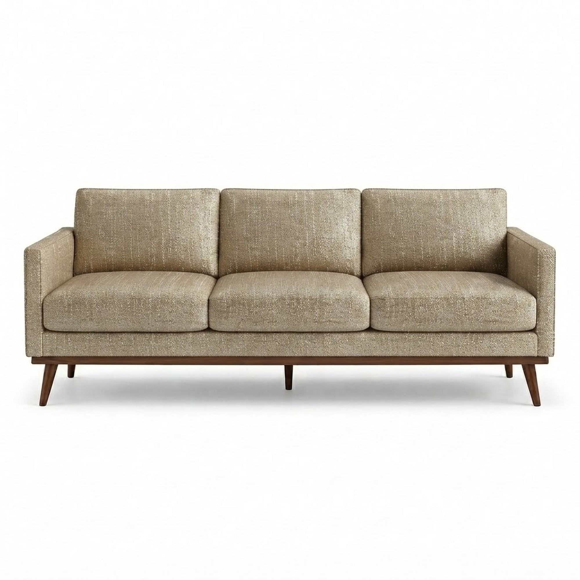 Pandora Fabric in color Flax made on a sofa is a Solid Textured Metallic Linen Look Fabric that is good for Drapery & Curtain Fabric and Upholstery Fabric
